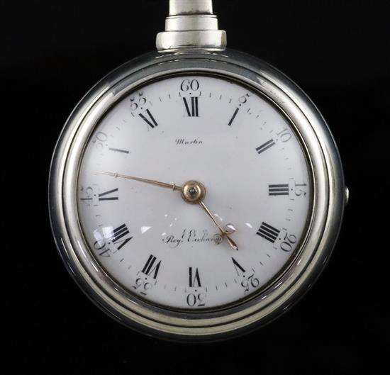 Martin, London, a George III silver pair-cased keywind verge pocket watch, No. 776,